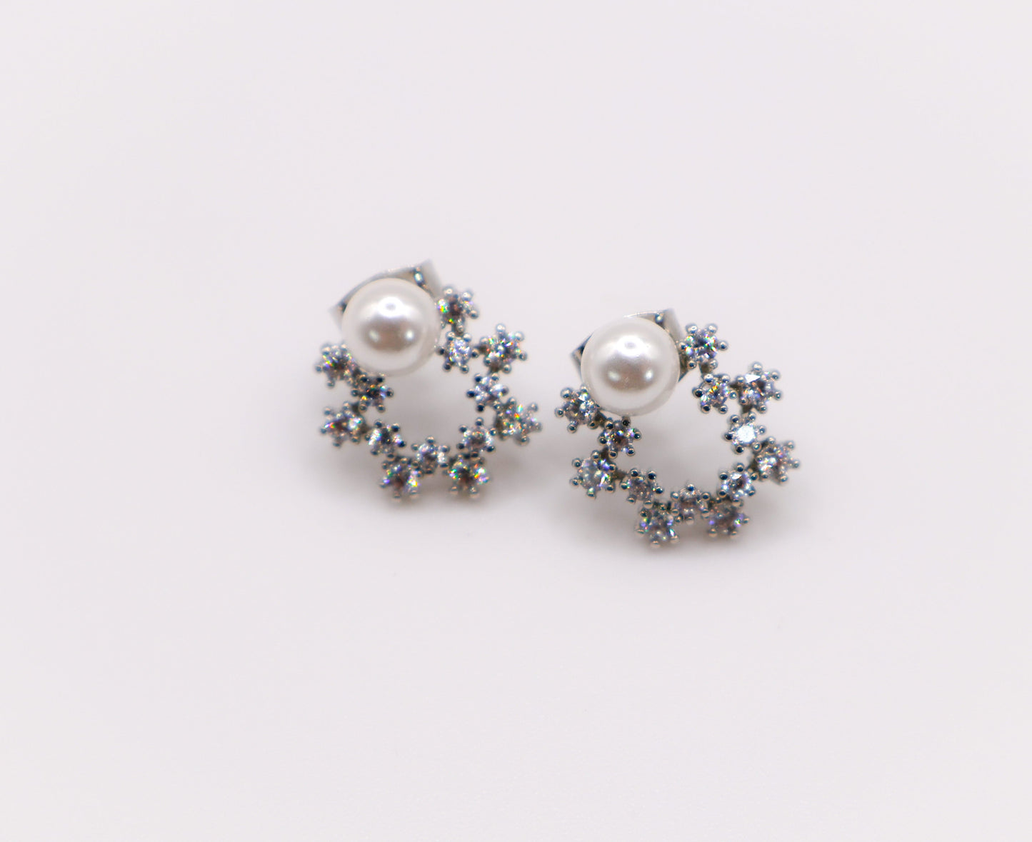 Pearlescent Elegance White Gold Earrings-1