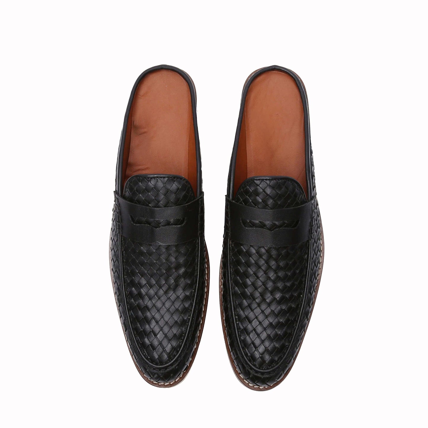 Ronnie Backless Woven Leather Shoes-1