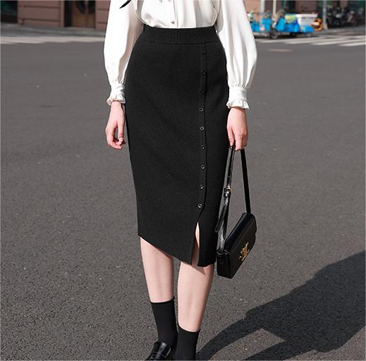 Knitted Sheath Midi Skirt