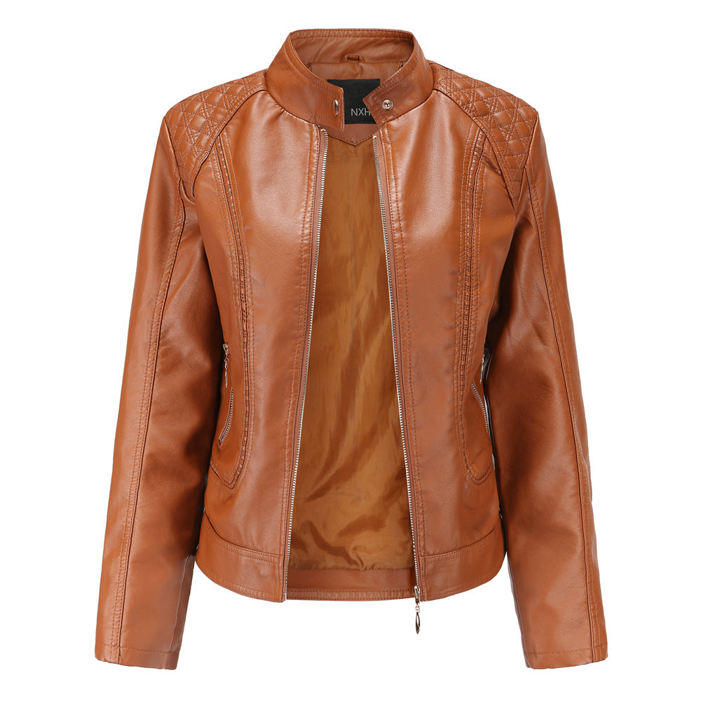 Quilted Shoulder Faux Leather Jacket