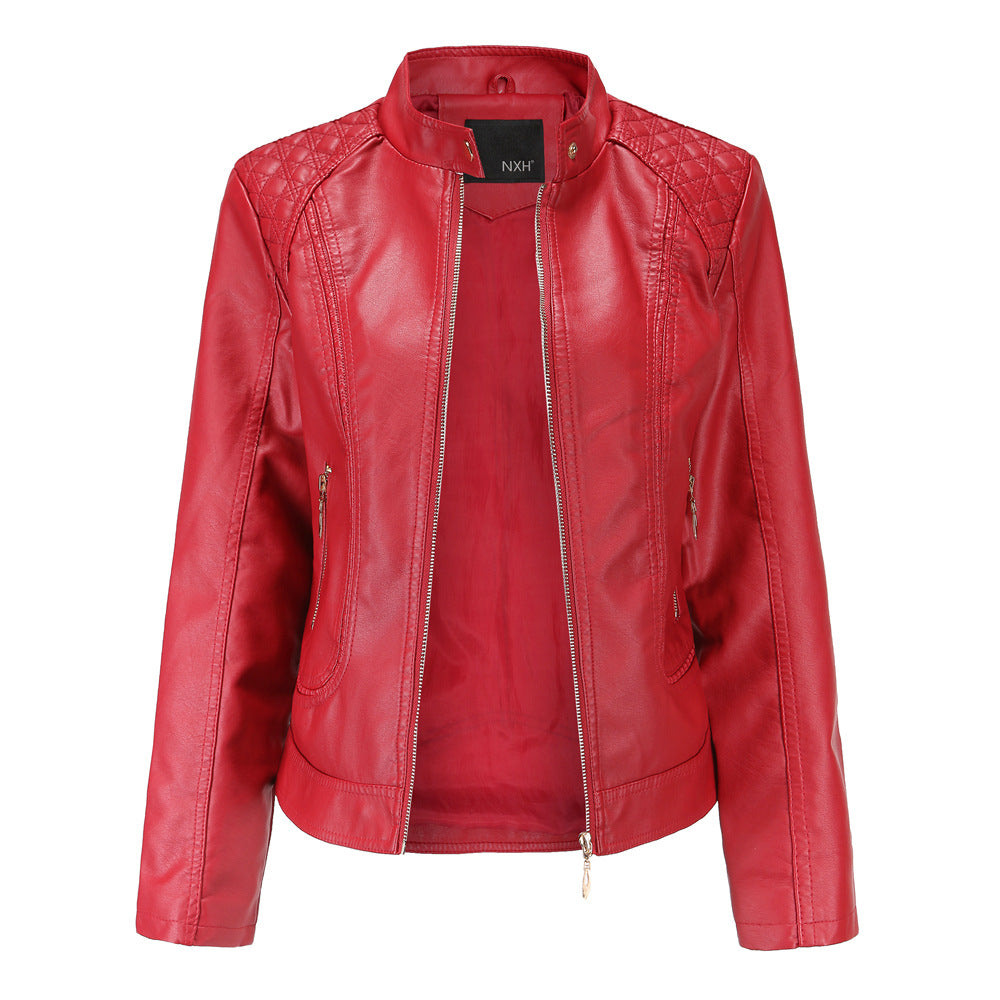 Quilted Shoulder Faux Leather Jacket