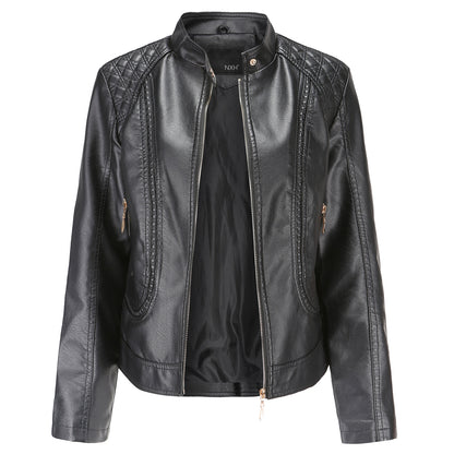 Quilted Shoulder Faux Leather Jacket