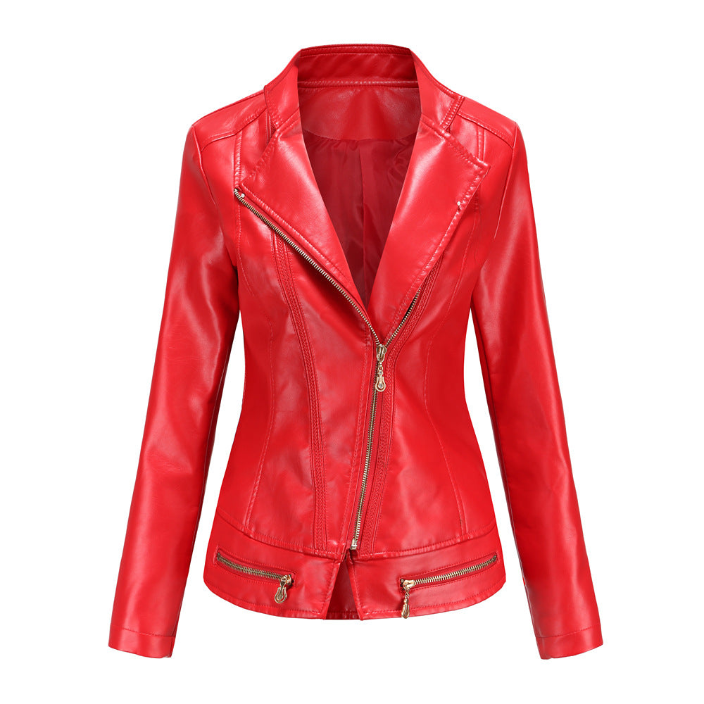 Zippered Faux Leather Jacket