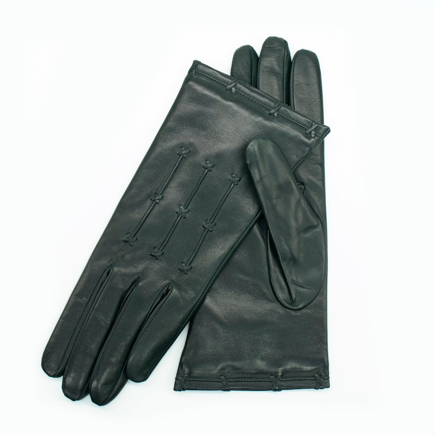 LEATHER GLOVE WITH CRISS CROSS DETAILS-0