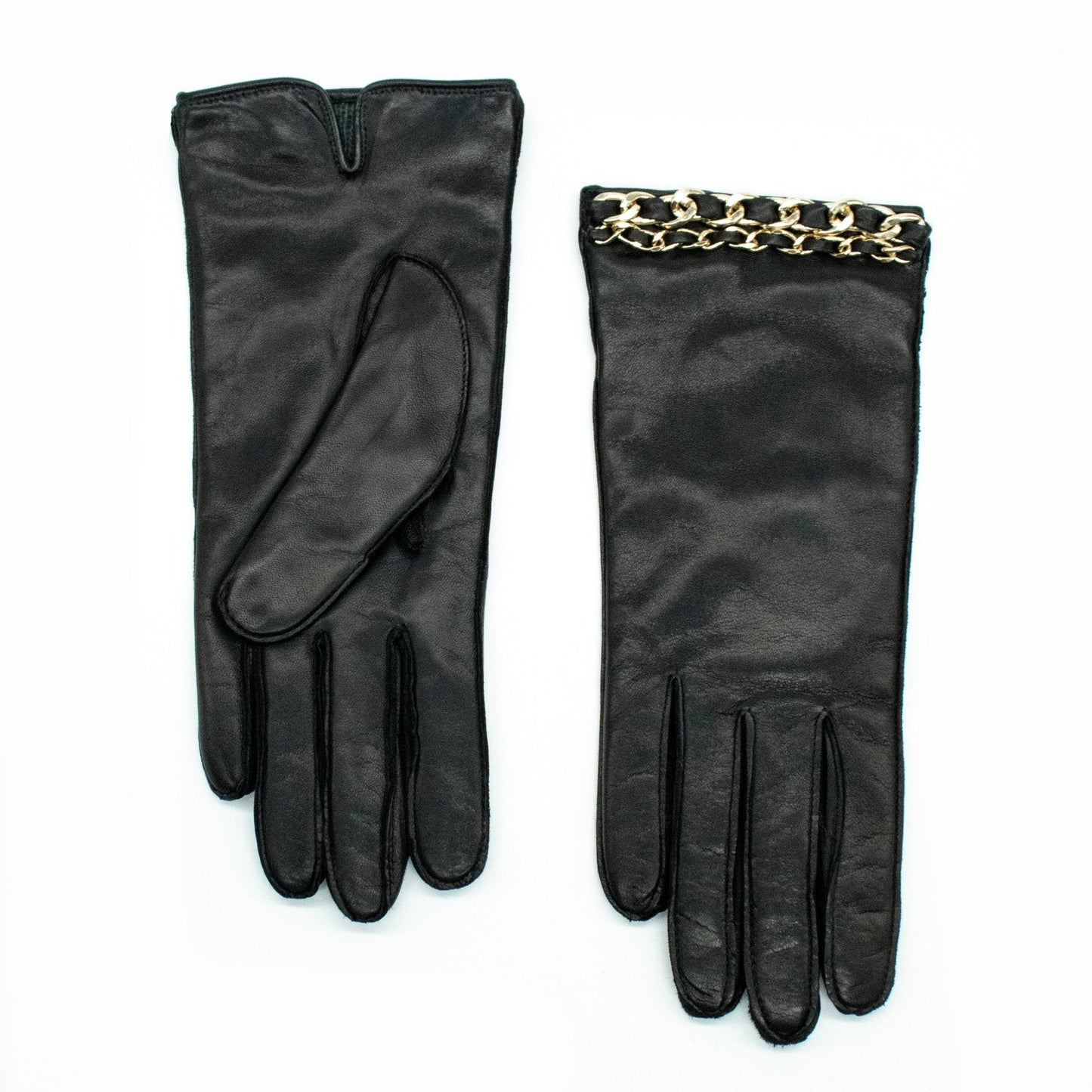 NAPPA LEATHER GLOVE WITH DOUBLE CHAIN BRACELET-0