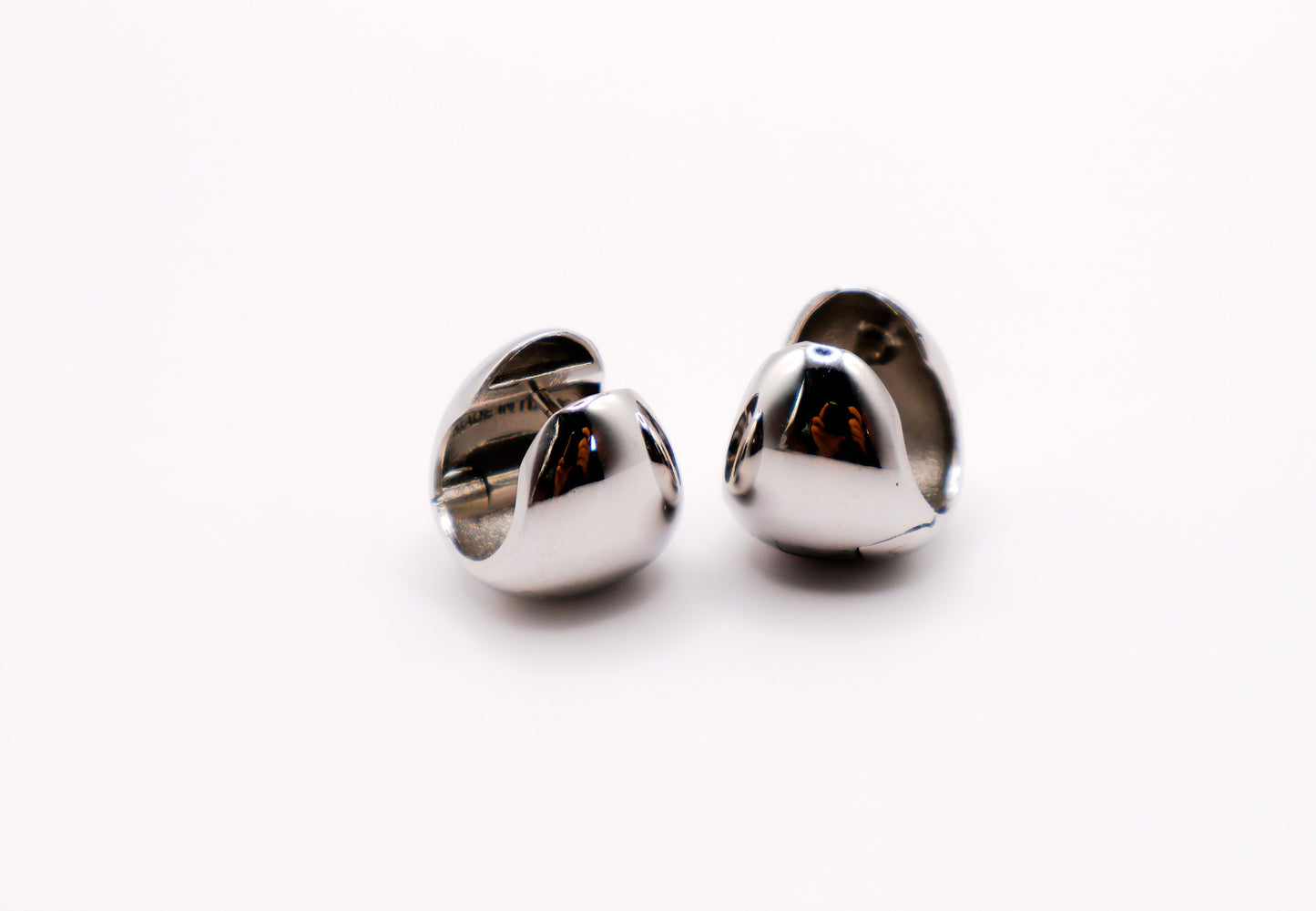 Italian Silver Peanut-Shaped Earrings-3