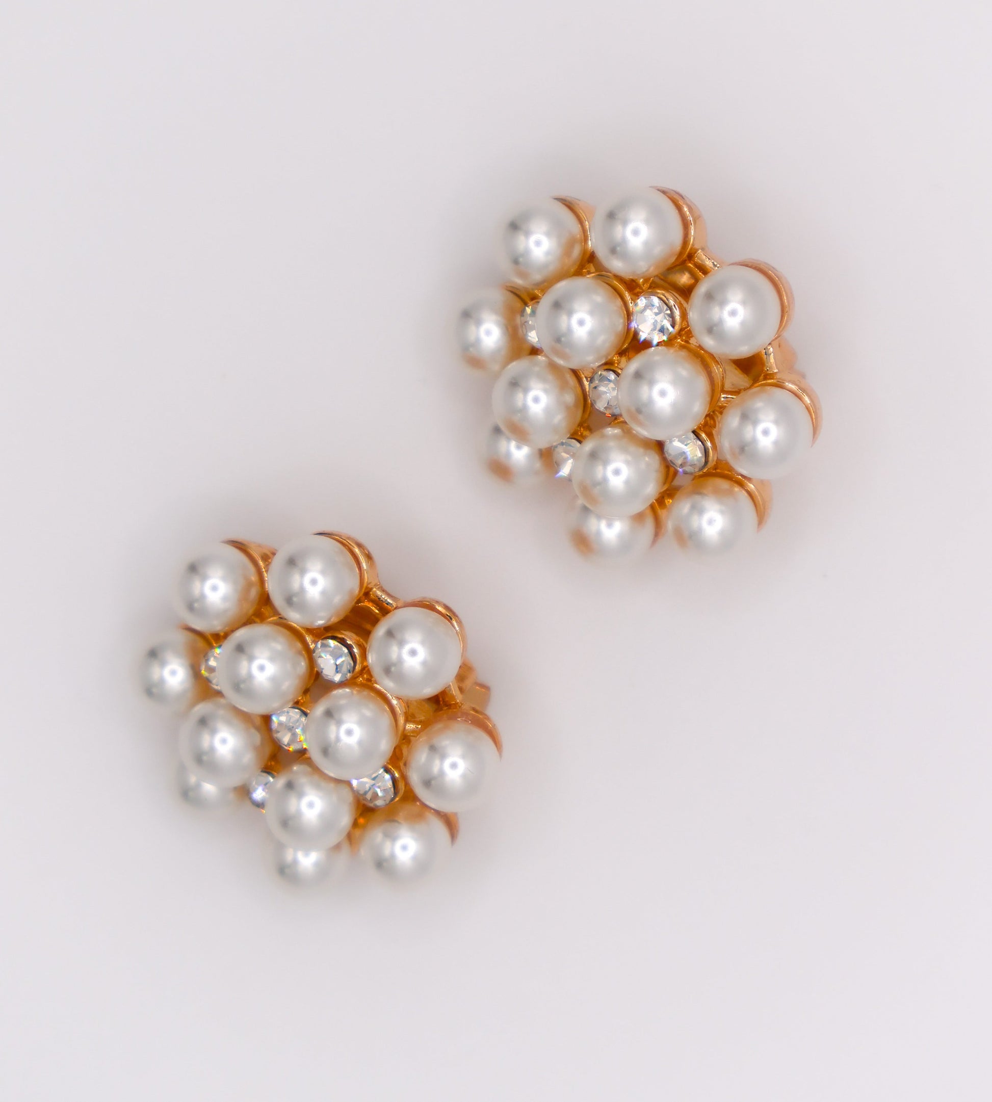 Pearly Floral Elegance Clip-On Earrings-4