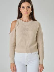 Maglia con spacco su spalla in misto Cashmere - Anastasia-0