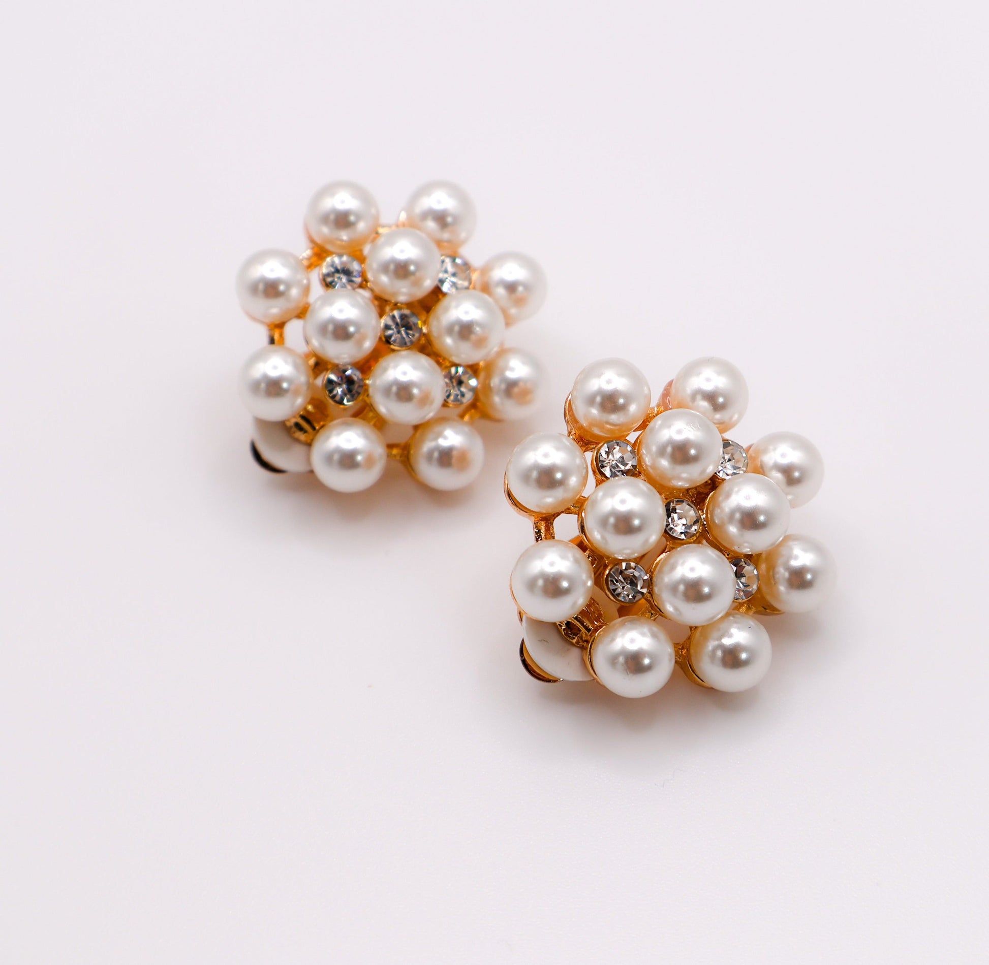 Pearly Floral Elegance Clip-On Earrings-0