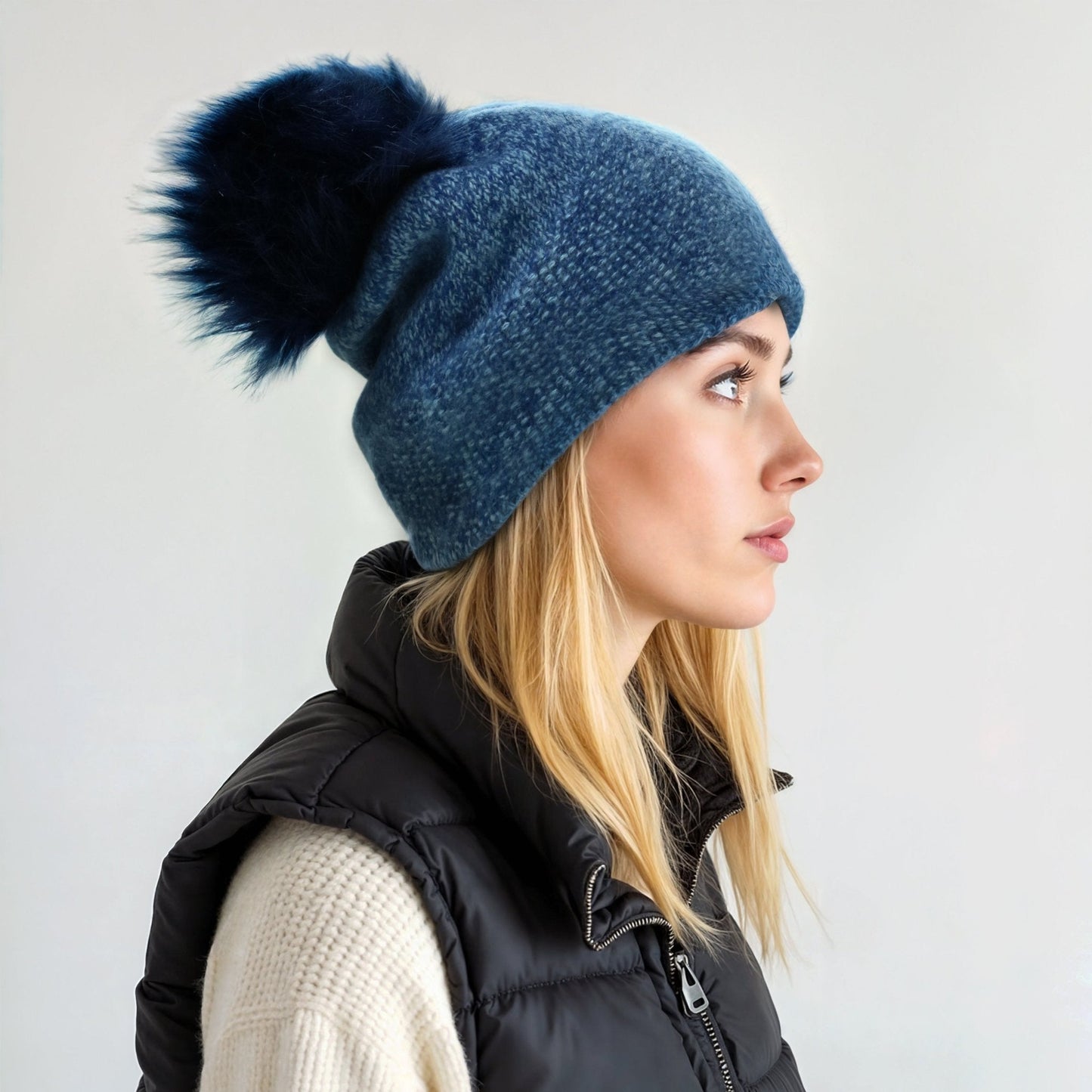 CASHMERE TWEED HAT WITH POM POM-0