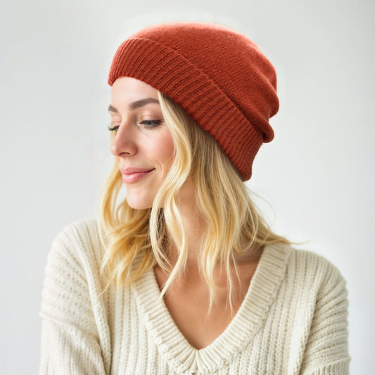 CASHMERE BEANIE WITH FOLDED CUFF-0