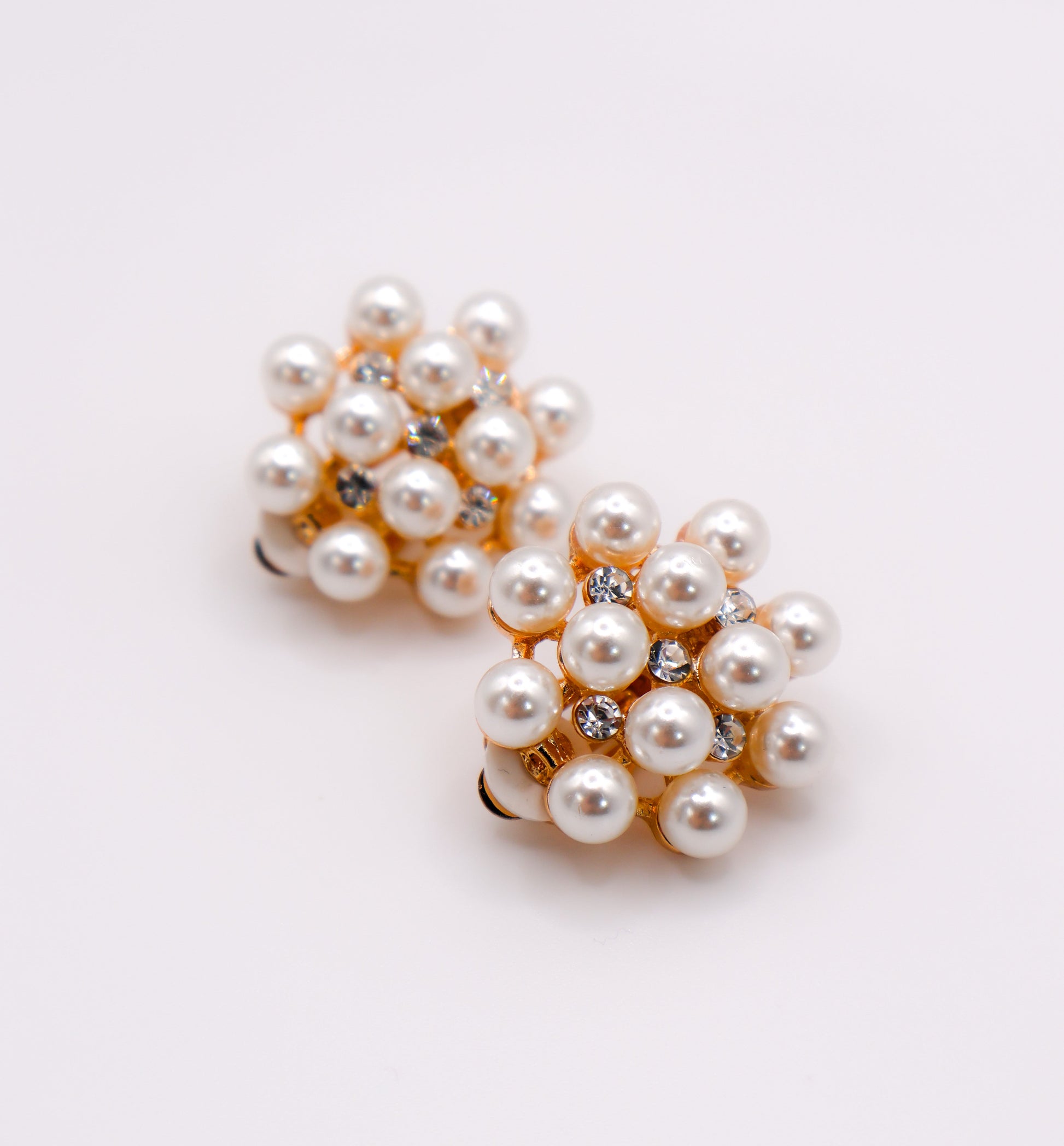 Pearly Floral Elegance Clip-On Earrings-3