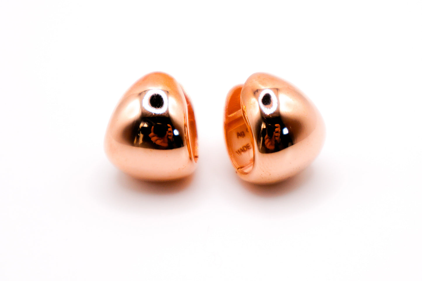 Italian Rose Gold Peanut-Shaped Earrings-3