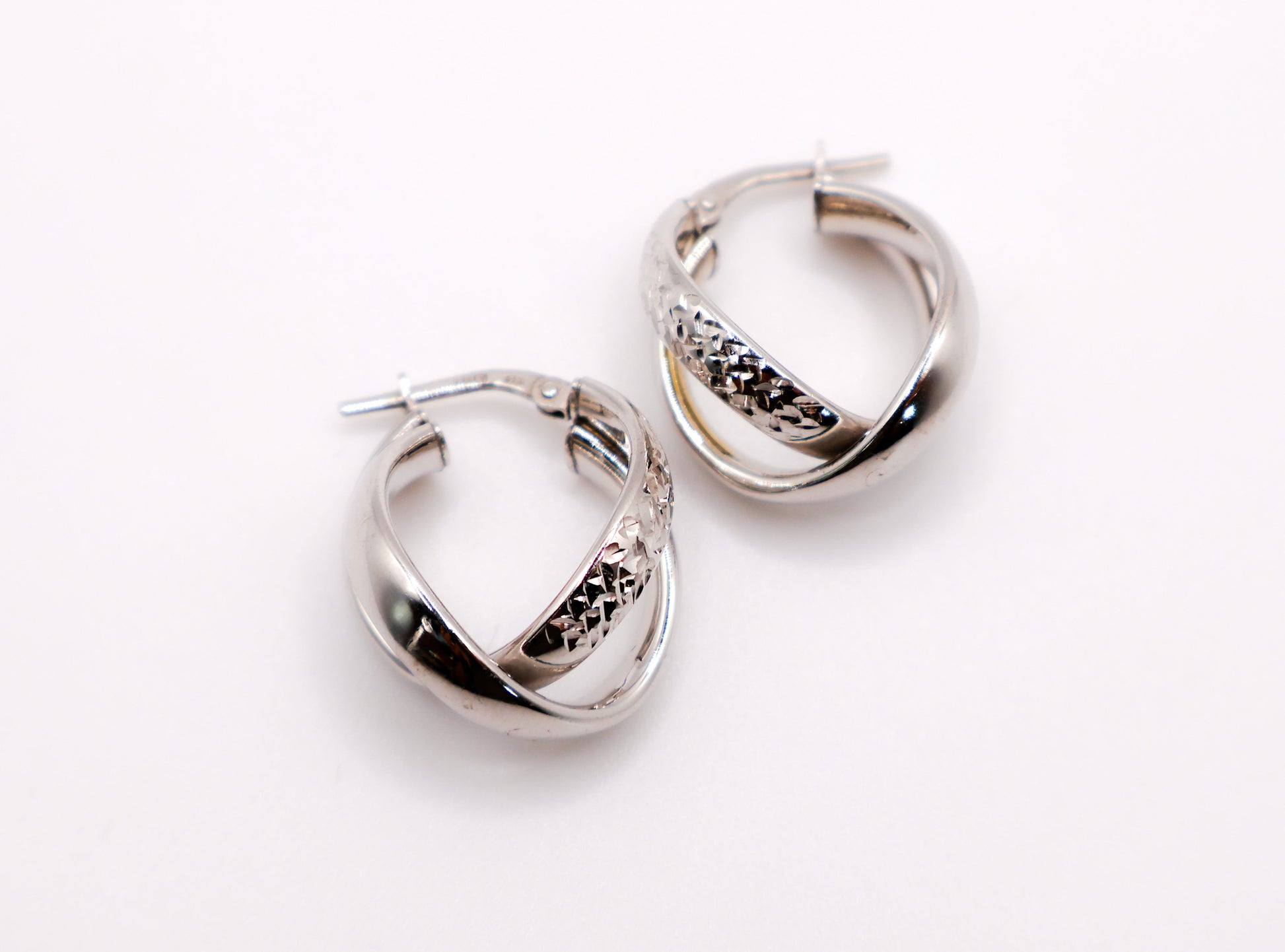 Italian Twisted Duo Silver Hoop Earrings-2