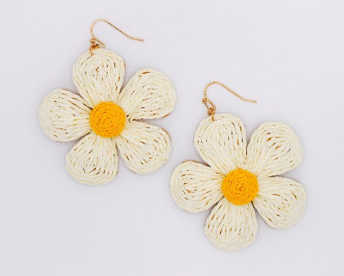 Golden Blooms Straw Earrings-1