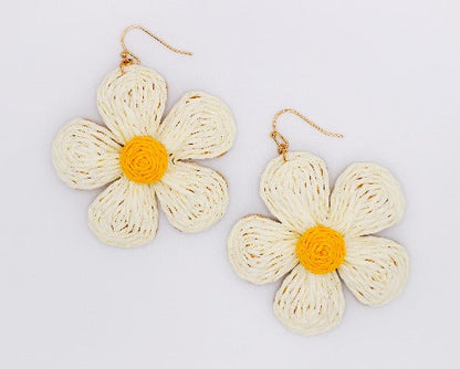 Golden Blooms Straw Earrings-1