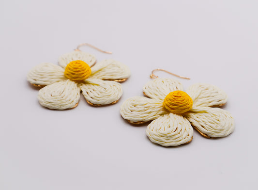 Golden Blooms Straw Earrings-0