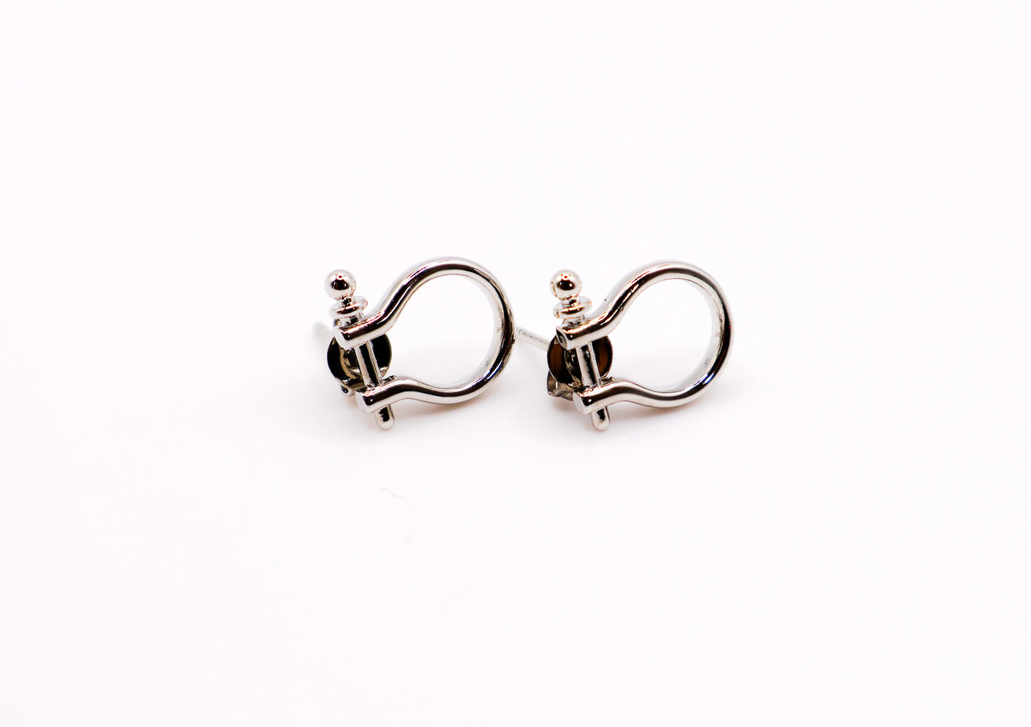 Whimsical White Gold Horseshoe Earrings-0