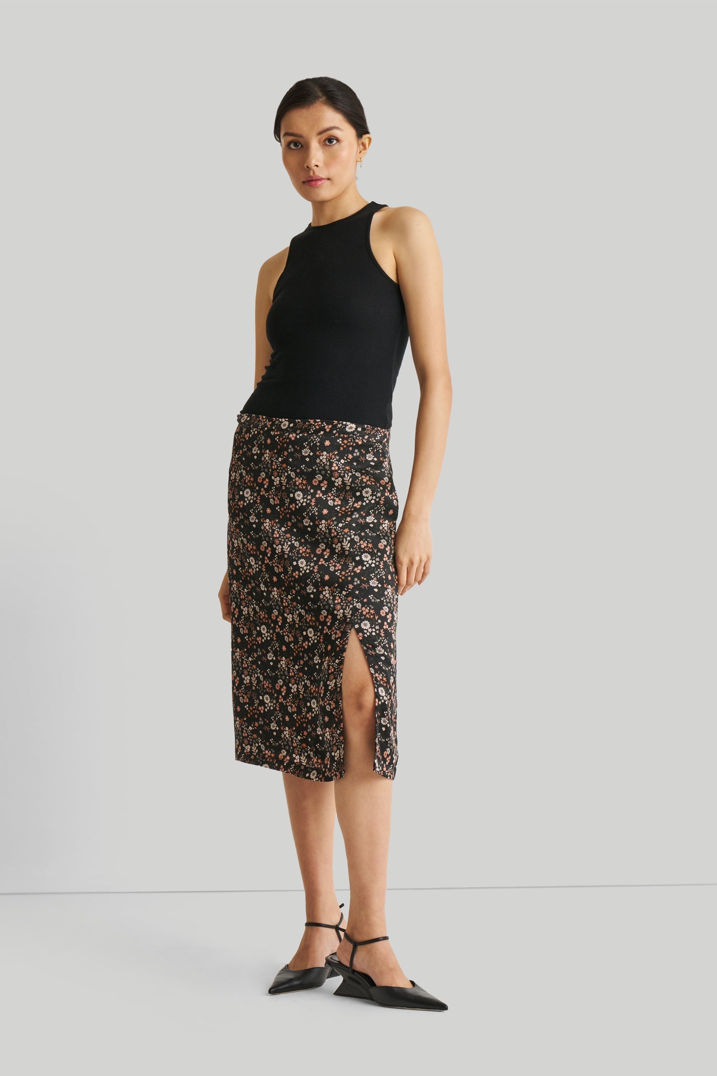 Brunch Skirt in Black Florals-1