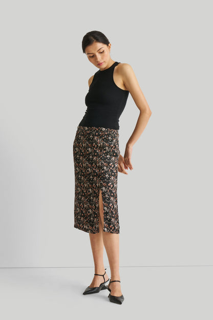 Brunch Skirt in Black Florals-3