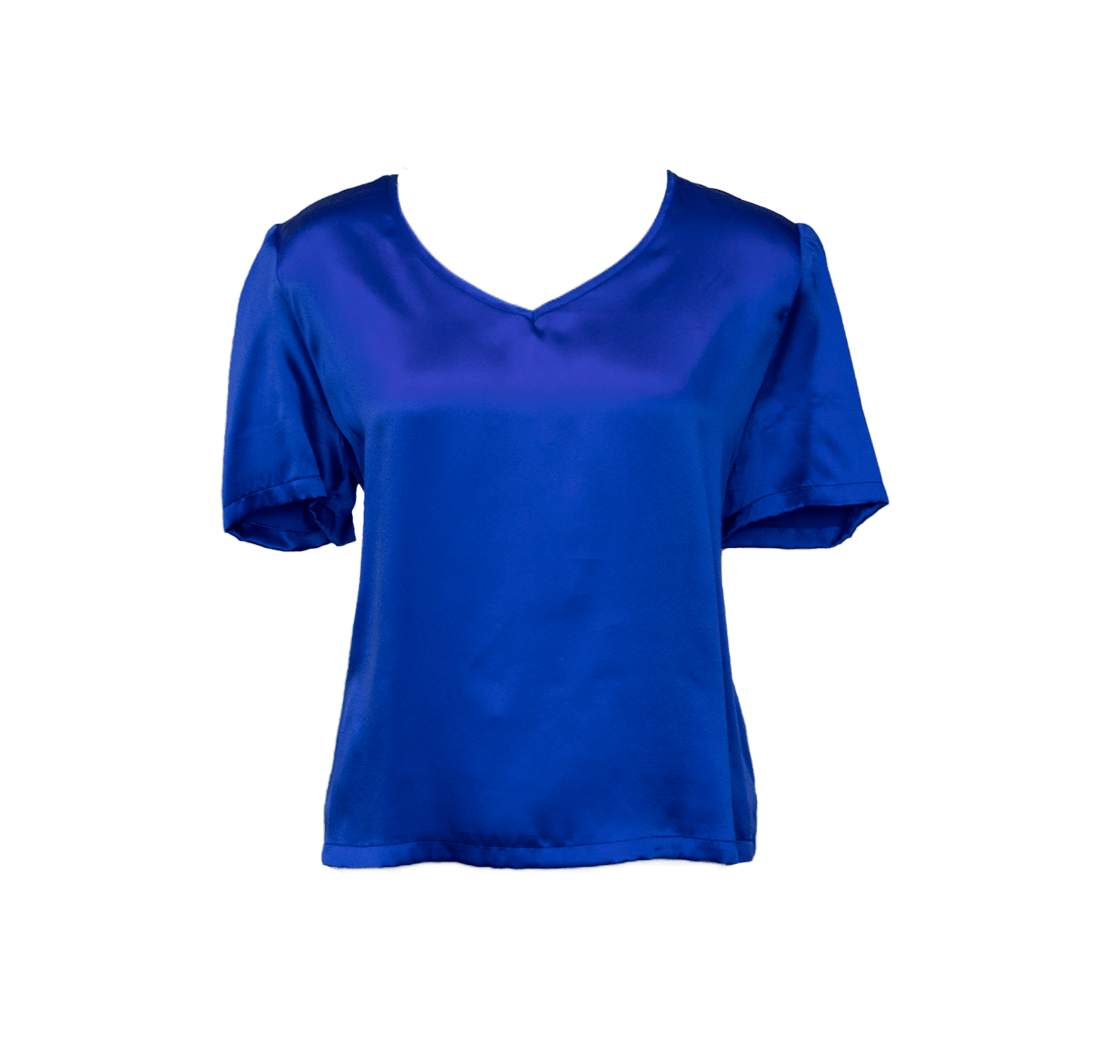 Shining V-Neck Blouse in Blue-4