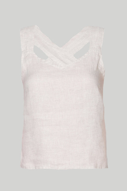 Crossback Tank Top in Linen Checks-4