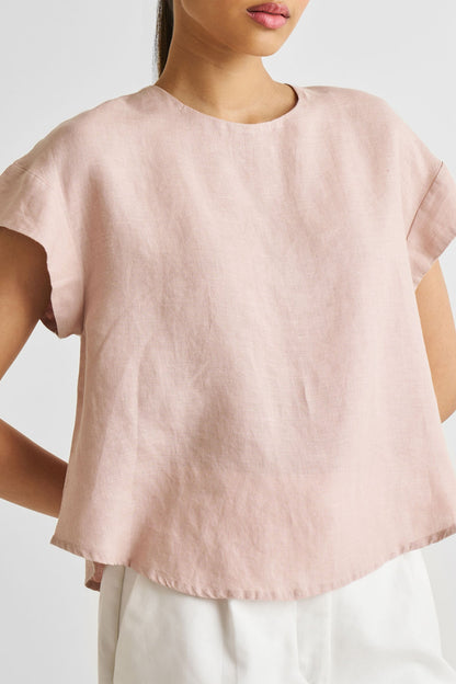 Cap Sleeved Everyday Top in Dusty Pink-2