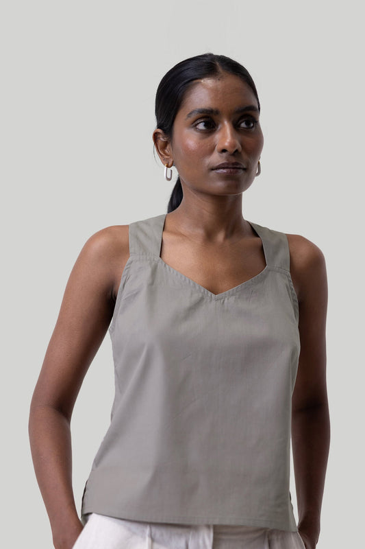 Crossback Tank Top in Ecru-0