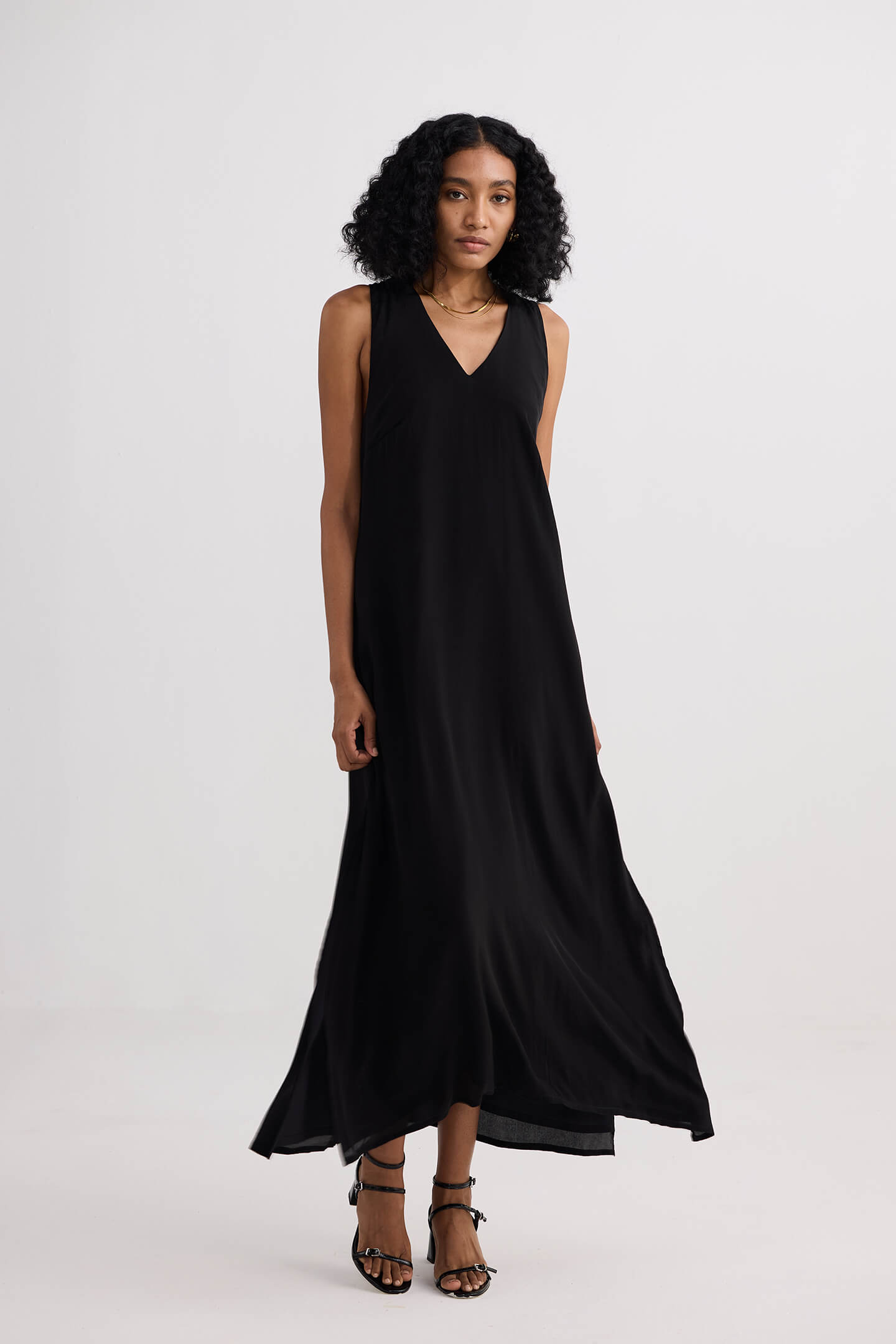 Crossed in Chic Sleeveless Maxi Dress in Black-2