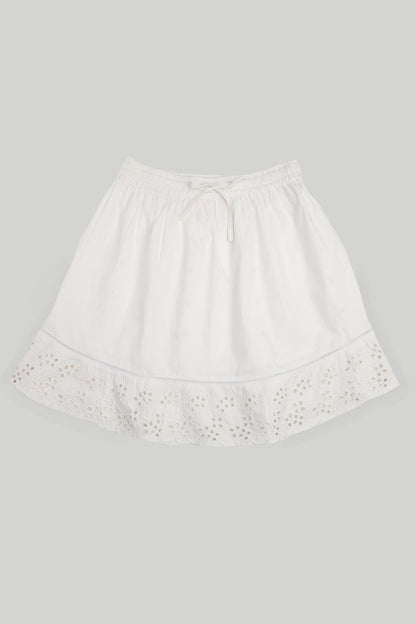 Drawstring Short Skirt in White-4