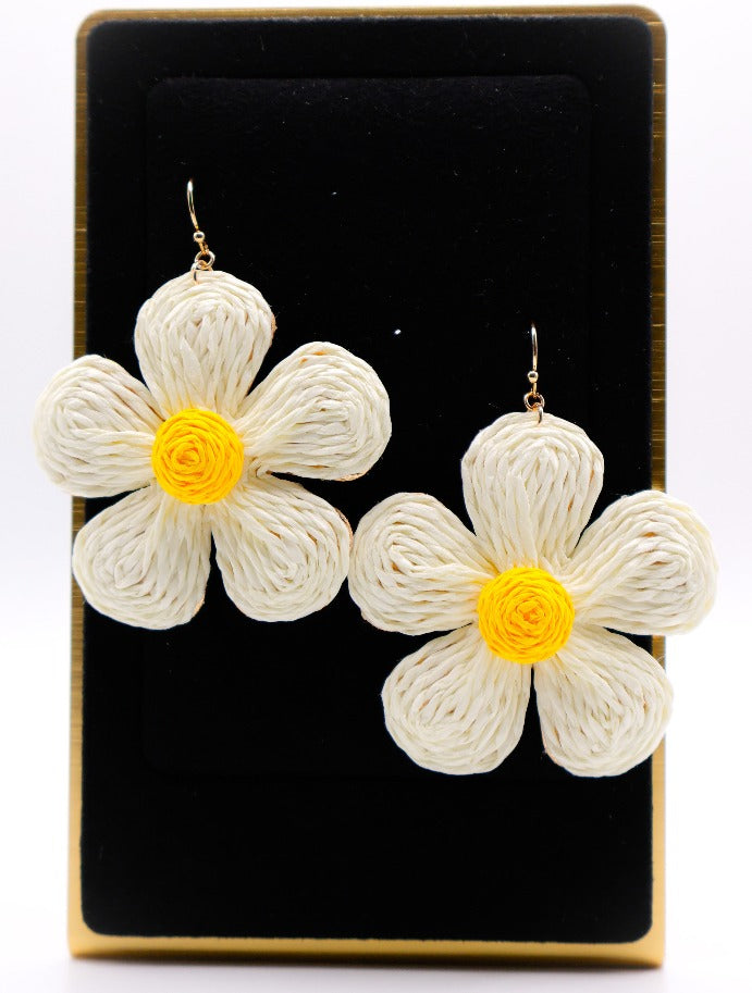 Golden Blooms Straw Earrings-3