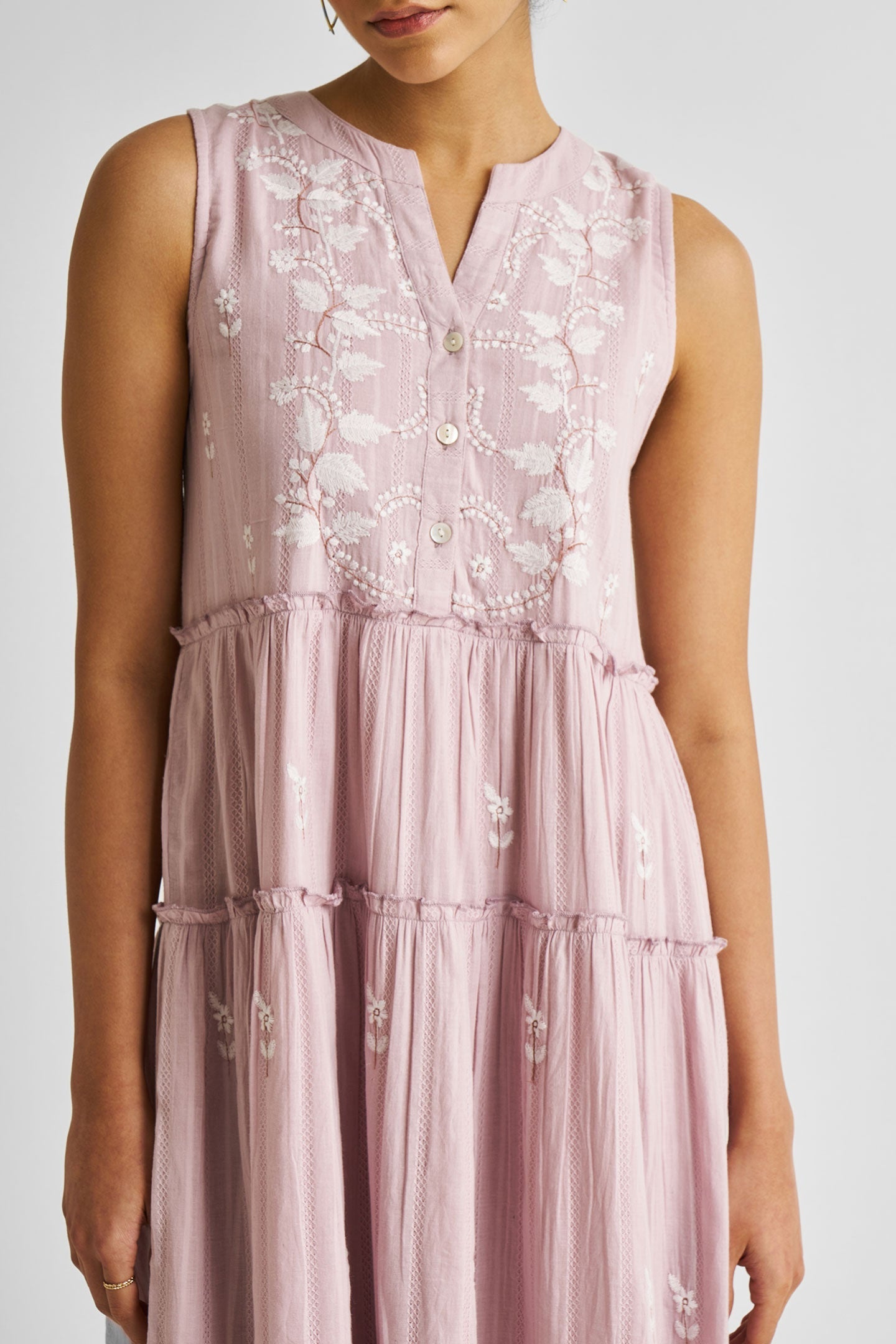 Embroidered Resort Maxi Dress in Pink-2