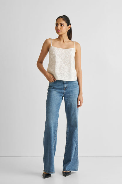 Embroidered Camisole Top in White-2