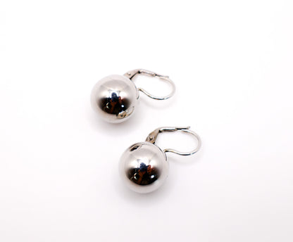 Italian Silver Sphere Earwire Earrings-1