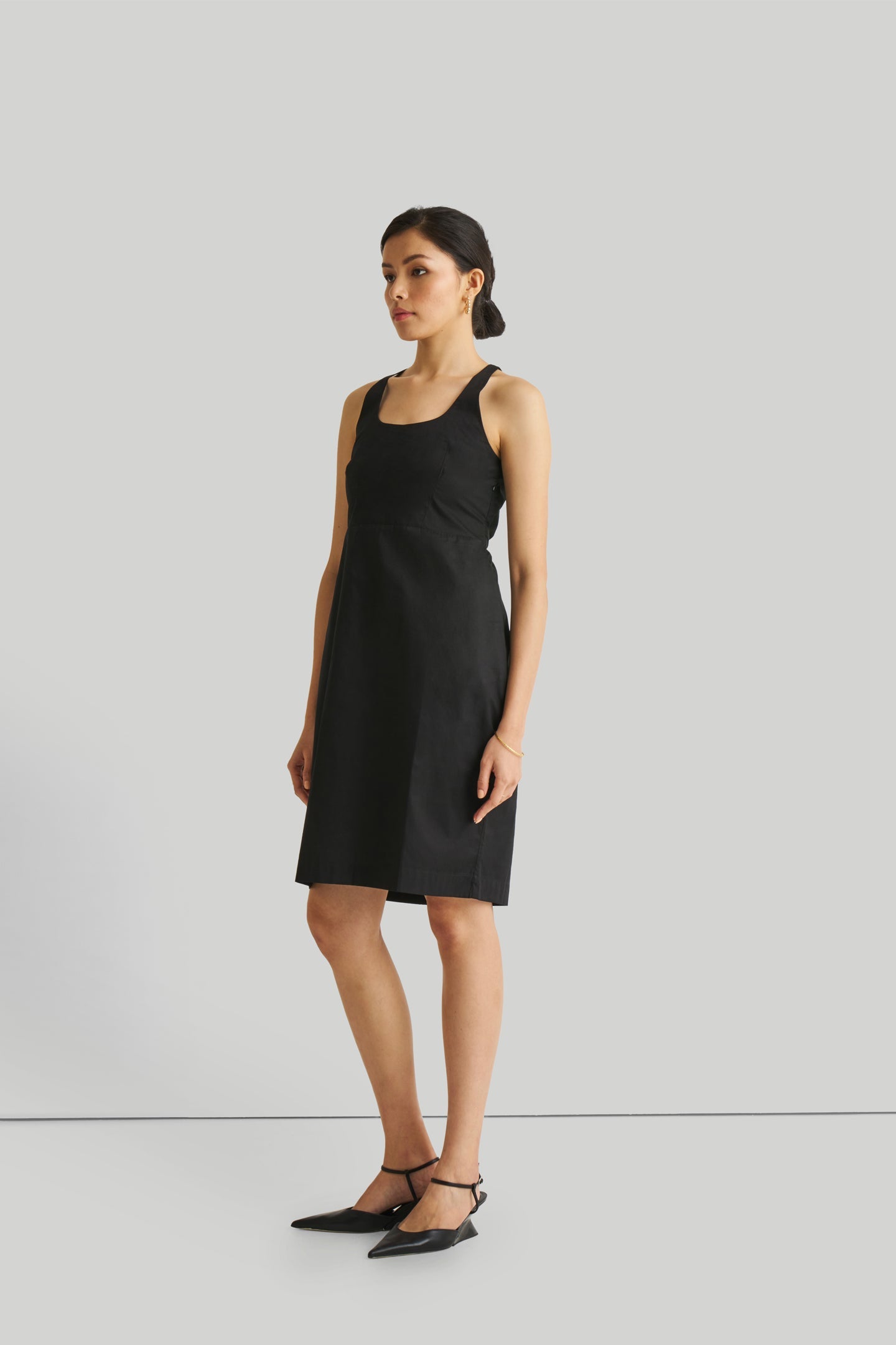 Fitted Knee Length Dress in Black-2