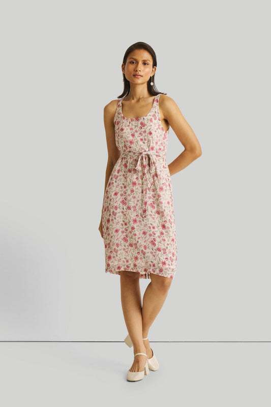 Fitted Knee Length Floral Dress-0