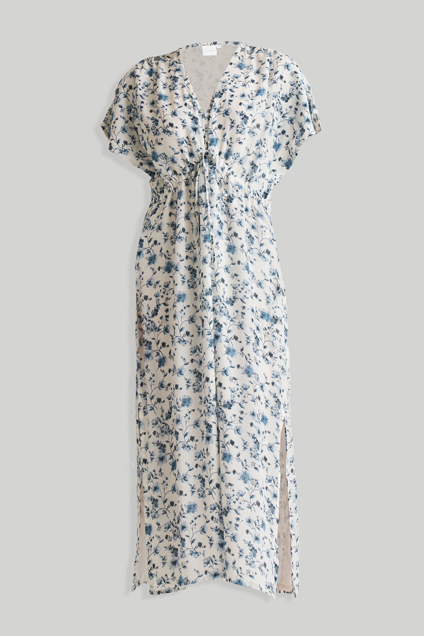 Gathered Maxi Dress in Blue Florals-4