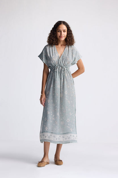 Gathered Maxi Dress in Sage Green-0