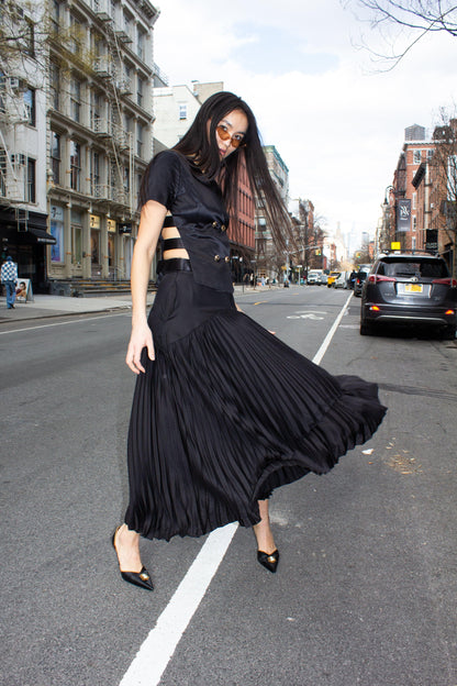 Maryanne Black Pleated Skirt-0