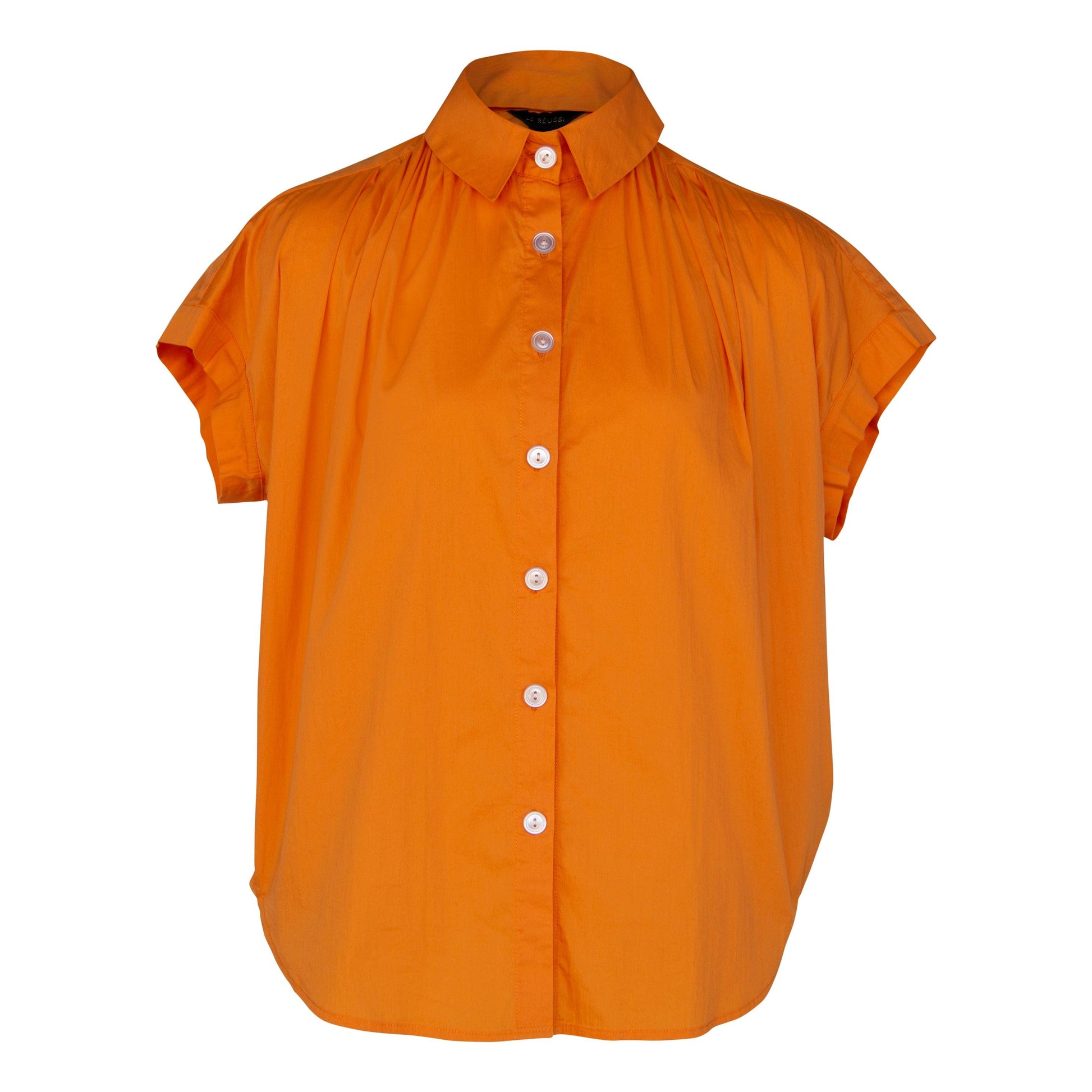 Women's Gather Collar Shirt in Orange-4