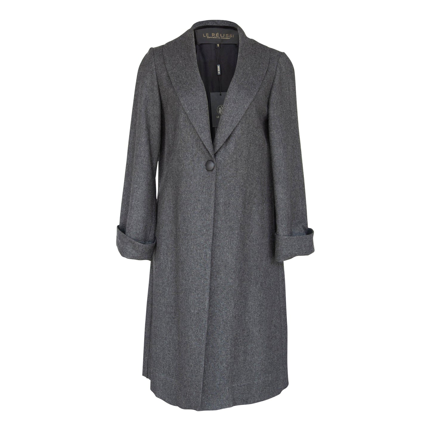 Worsted Flannel Long Trench Coat - Gray-0