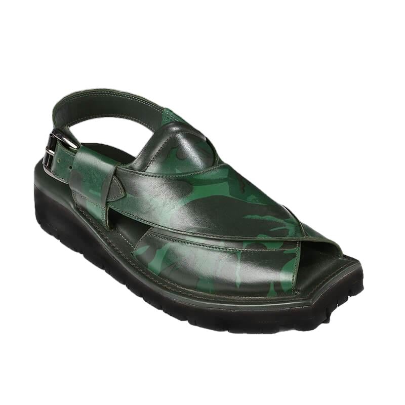 Marker Camo Mens Cowhide Genuine Eco Leather Sandals Peshawari Chappal-2