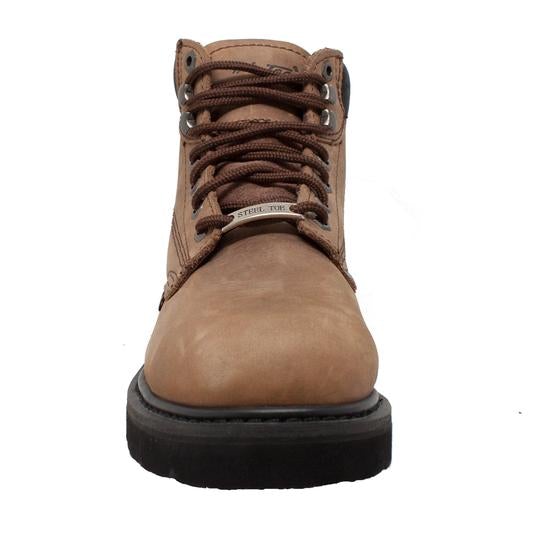 Men's 6" Brown Steel Toe Work Leather Boots-4