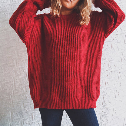 Loose Round Neck Long Sleeve Knit Sweater