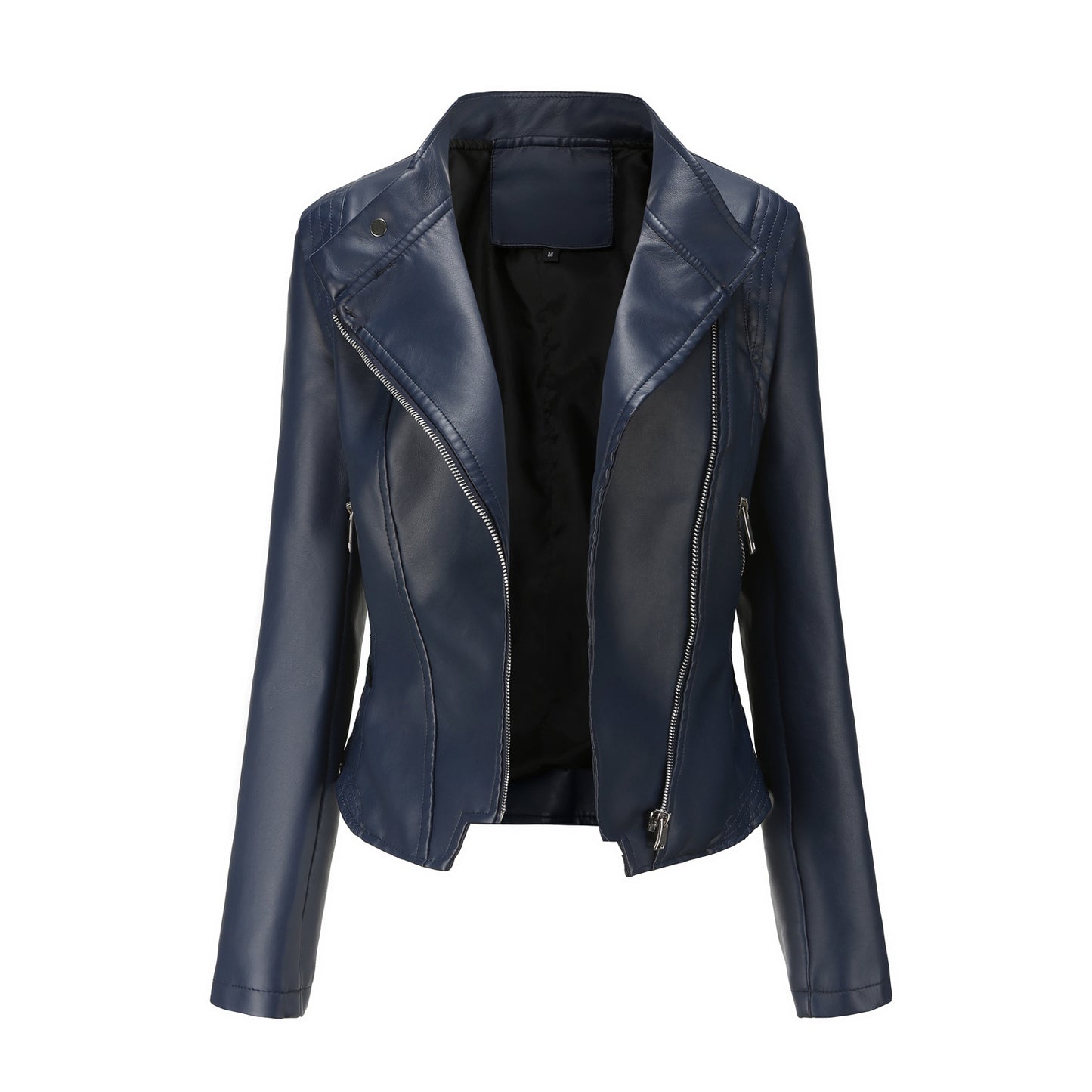 Faux Leather Button Collared Jacket