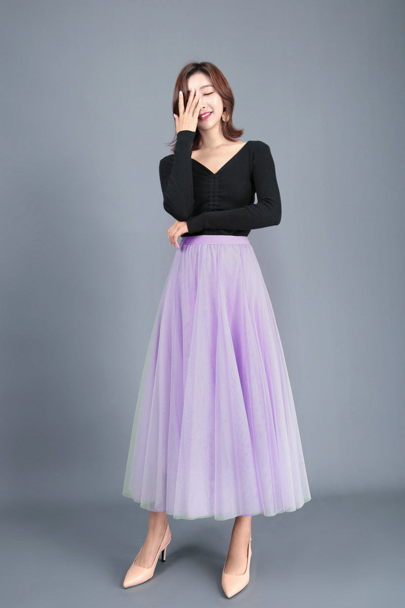 Long Midi Tulle Skirt