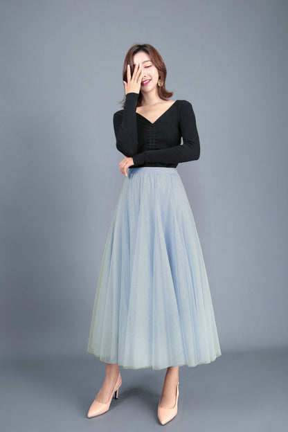 Long Midi Tulle Skirt