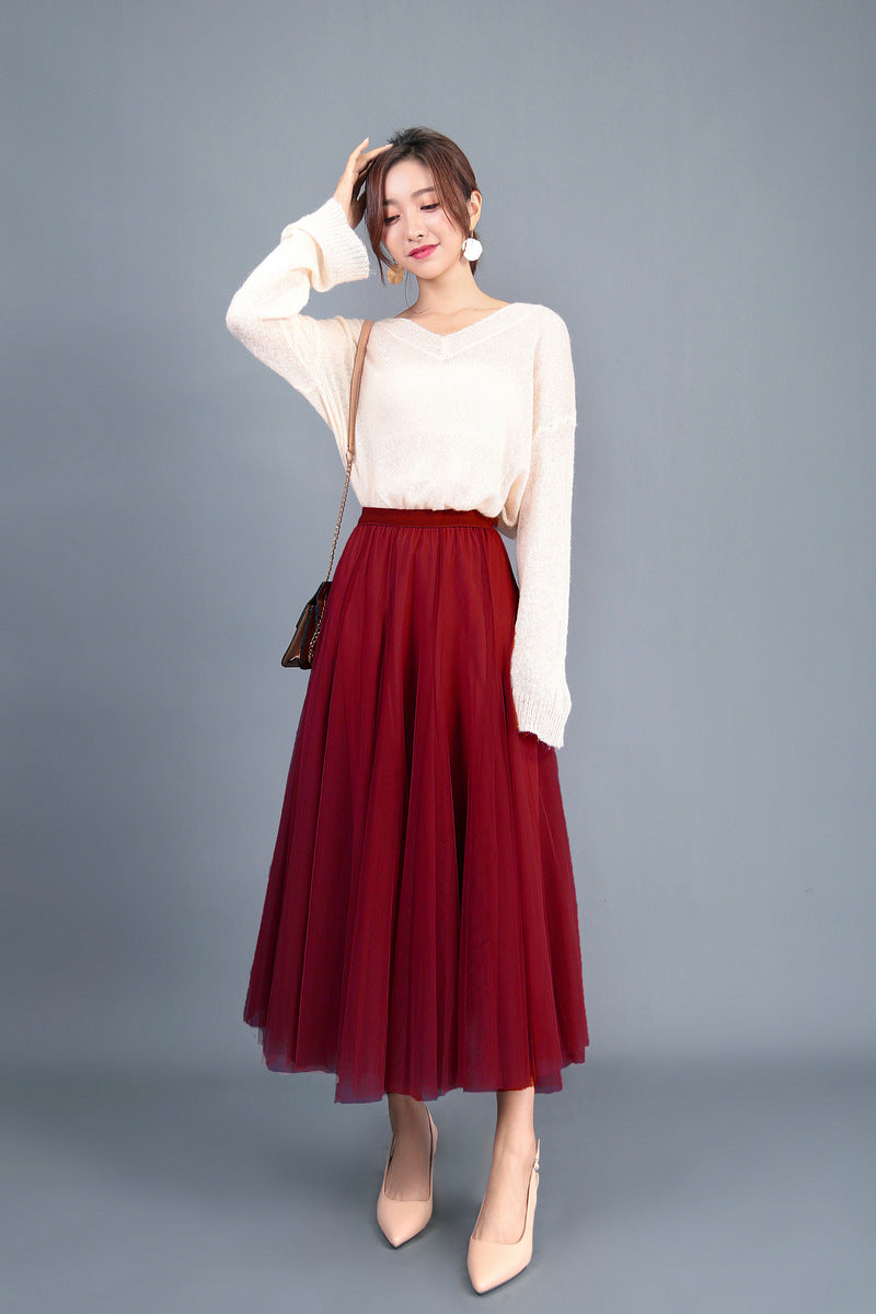 Long Midi Tulle Skirt