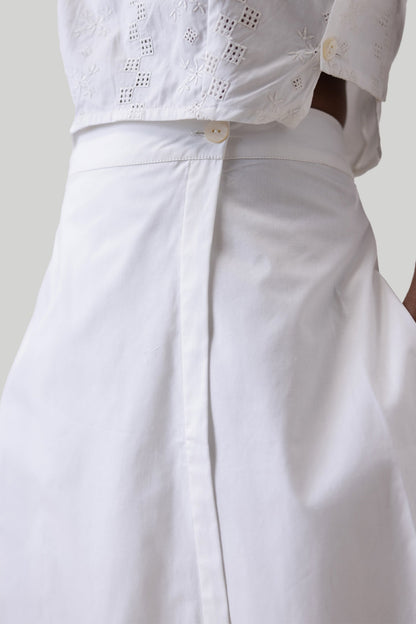 Overlap Midi Skirt in White-3