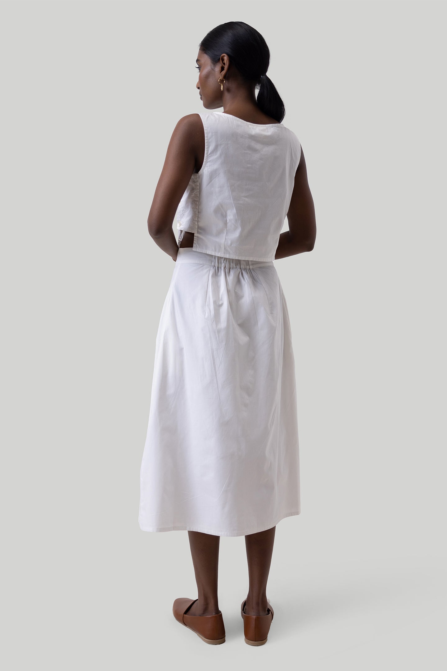 Overlap Midi Skirt in White-1